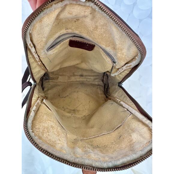 Vintage Brown Genuine Leather Backpack Rucksack Murse unisex Made in Italy Y2K - Picture 8 of 11